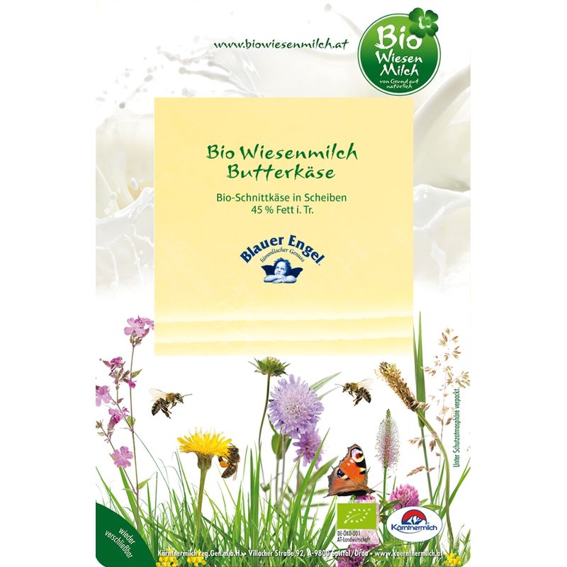 BioWiesenmilch BIO Wiesenmilch  Butterkäse 45%F.i.T., in 100g Scheiben,  6-Wochen gereift - Produktbild