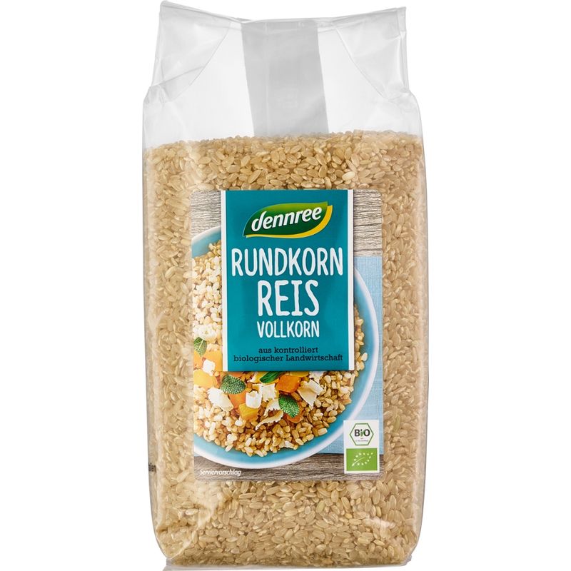 dennree Rundkornreis Vollkorn, 1 kg - Produktbild