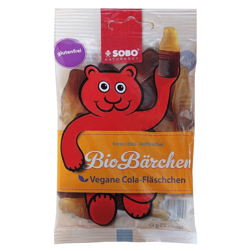 Sobo Bio-Bärchen Cola-Fläschchen, m. Gummi arabicum, o. Gelatine ab MHD 30.01.24 - Produktbild