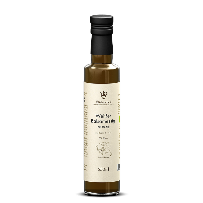 Ölkännchen Ölkännchen Weißer Balsamessig mit Honig aus Roditis Trauben 5% Säure, Peloponnes GR 250ml - Produktbild