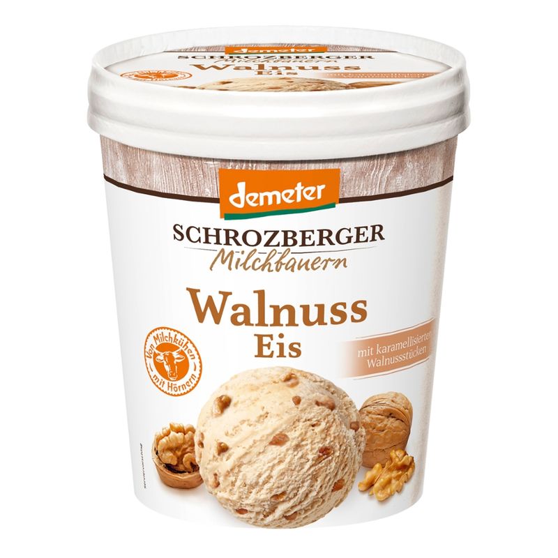 Schrozberger Milchbauern Dem. Walnuss Eis 500 ml - Produktbild