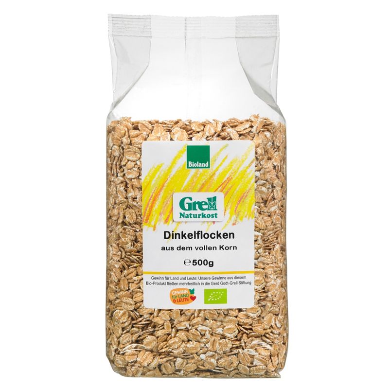 Grell Naturkost Dinkelflocken aus dem vollen Korn - Produktbild