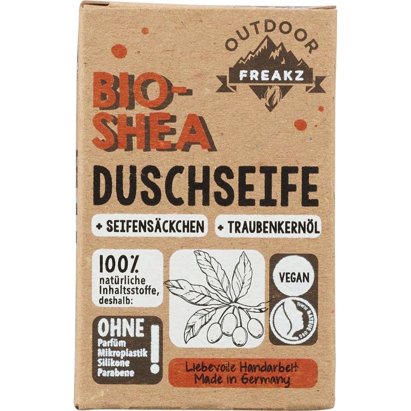 Outdoor Freakz Bio Shea Duschseife mit Seifensäckchen - Produktbild