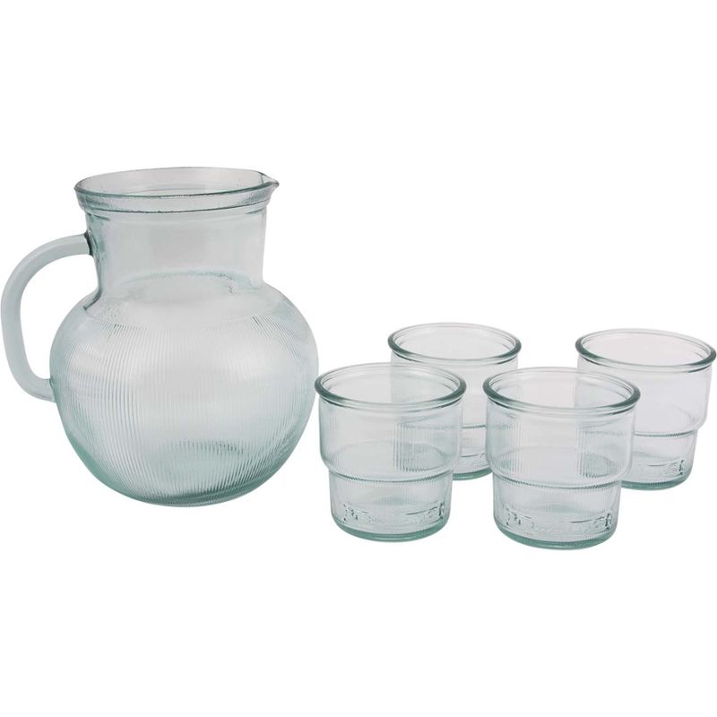 memo Handelsware Geschenk-Set Krug 2,3 l, 4 Gläser 0,3 l aus Recyclingglas - Produktbild