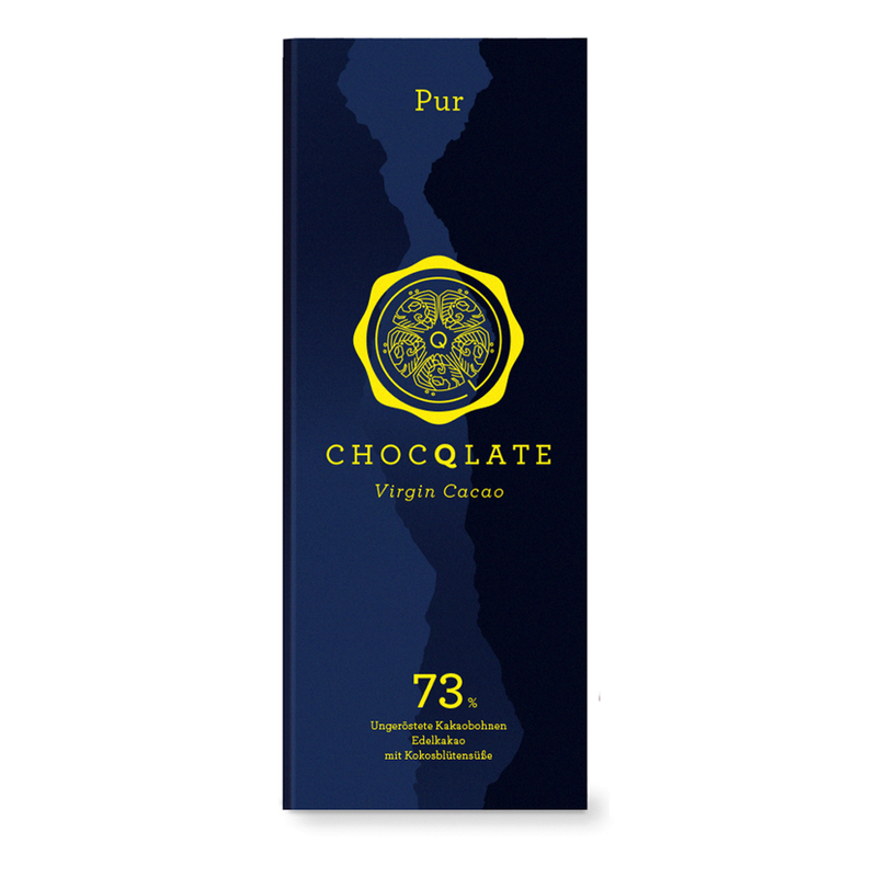 ChocQlate Virgin Cacao Schokolade Pur 73% Kakao, 75g - Produktbild