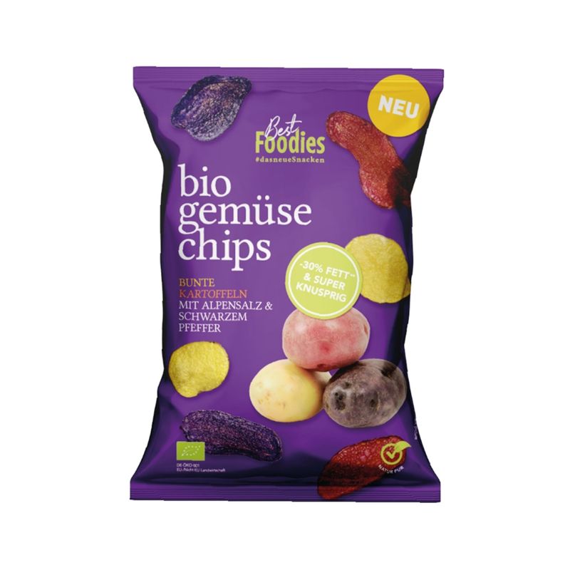 Best Foodies Best Foodies bio gemüse chips, Bunte Kartoffeln mit Alpensalz & schwarzem Pfeffer - Produktbild