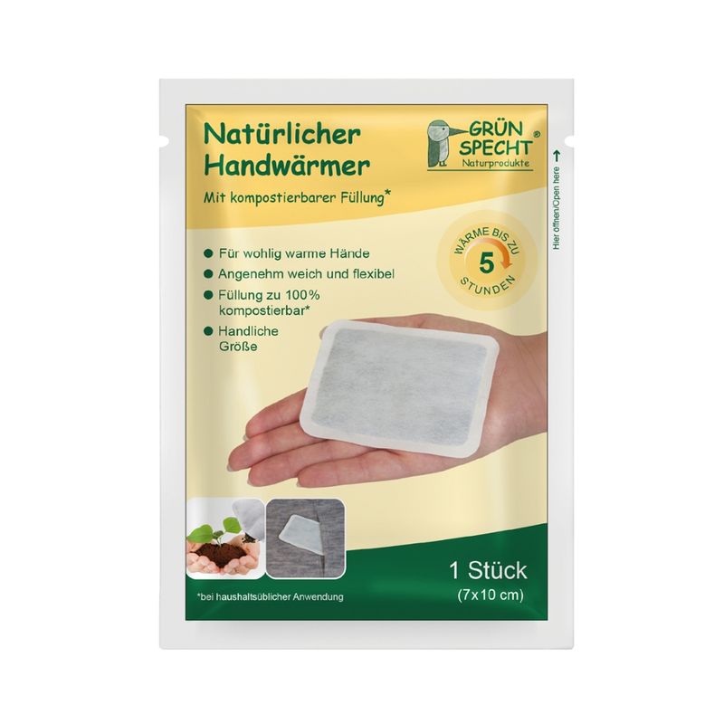 GRÜNSPECHT Naturprodukte Natürliche Handwärmer mit kompostierbarer Füllung 50 Paar im Display - Produktbild