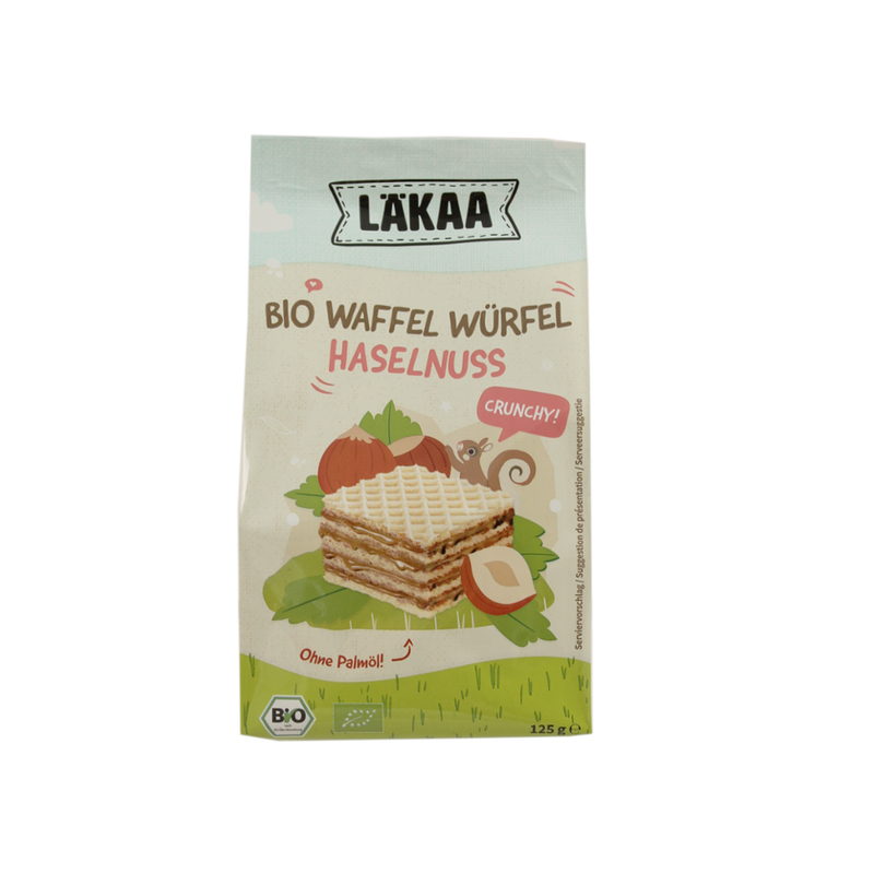Läkaa Bio-Waffel Würfel mit Haselnusscreme-Füllung - Produktbild