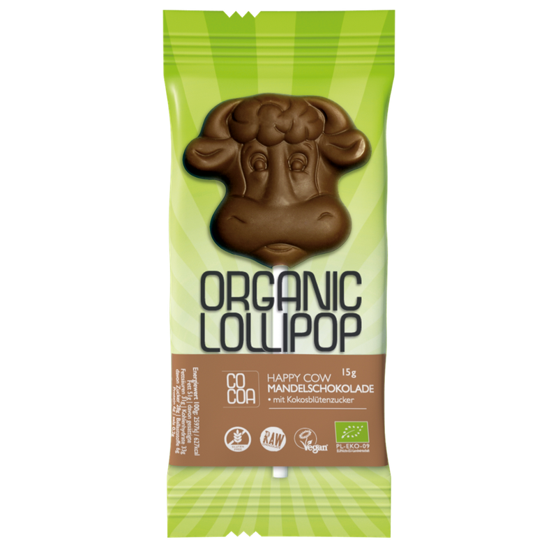 Cocoa Cocoa Happy Cow Lollipop Mandelschokolade mit Kokosblütenzucker, vegan - Produktbild
