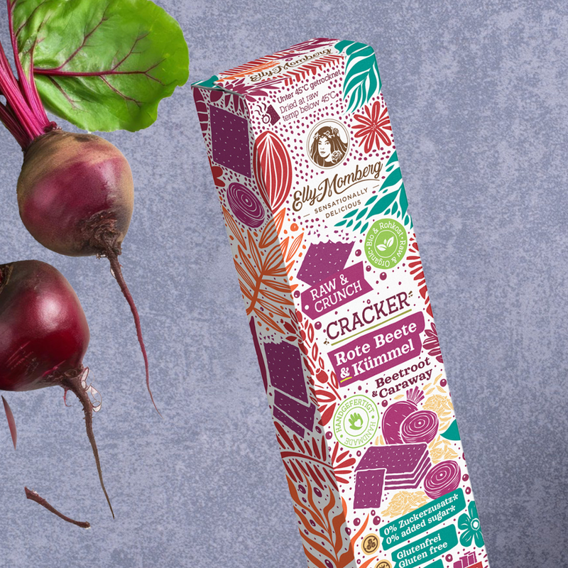 Elly Momberg BIO Rohkost-Cracker - Rote Beete & Kümmel - Raw & Crunch - Produktbild