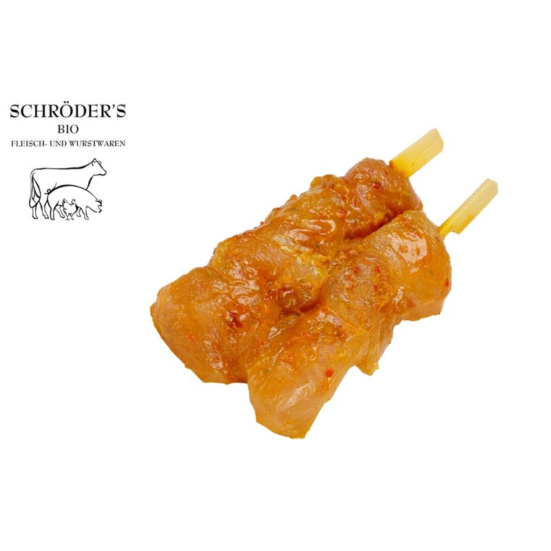 Schröder's Bio Fleisch- und Wurstwaren Hähnchenbrustspieße Curry 2 x 80 g - Produktbild