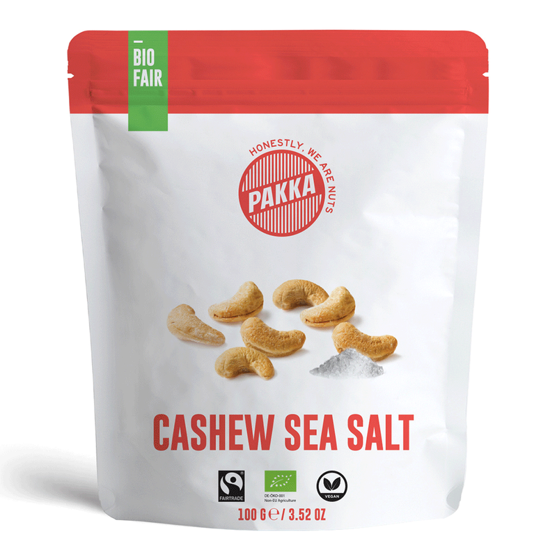 Pakka Cashews geröstet mit Meersalz, Bio & Fairtrade, 100g - Produktbild