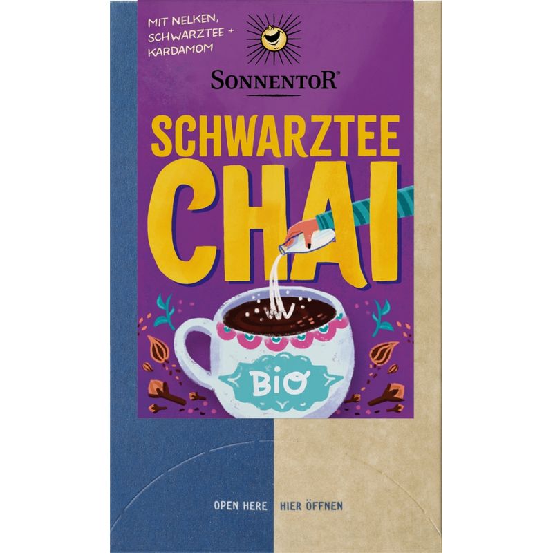 Sonnentor Schwarztee Chai, Doppelkammerbeutel - Produktbild