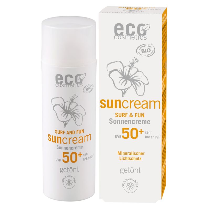 eco cosmetics Sonnencreme LSF 50+ getönt Surf & Fun mit Granatapfel und Macadamia - Produktbild