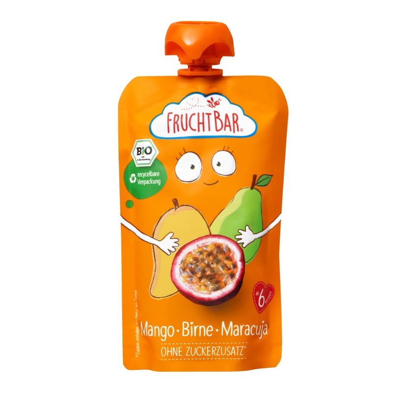 FruchtBar  FruchtBar - Bio-Fruchtpüree Mango, Birne, Maracuja - Produktbild