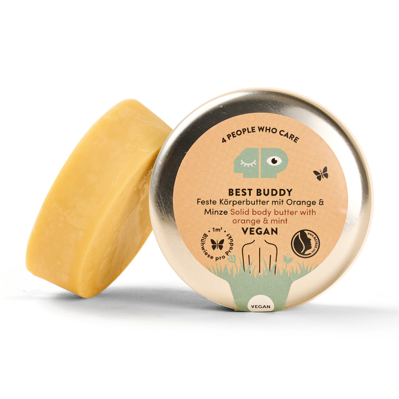4peoplewhocare Best Buddy - Feste & vegane Körperbutter mit  Bio-Kakao- und Sheabutter & Sanddornöl - zertifizierte Biokosmetik - Produktbild