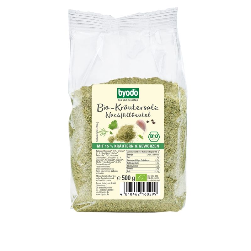 Byodo Byodo Bio-Kräutersalz im Nachfüllbeutel, 500g - Produktbild