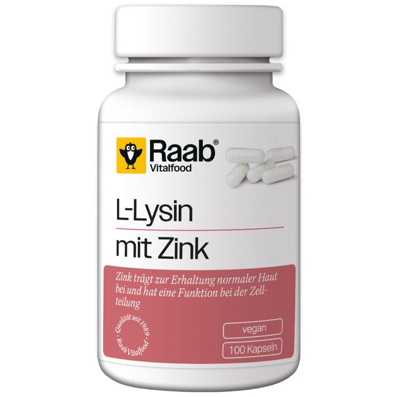 Raab Vitalfood L-Lysin 100 Kapseln à 500 mg mit Zink - Produktbild