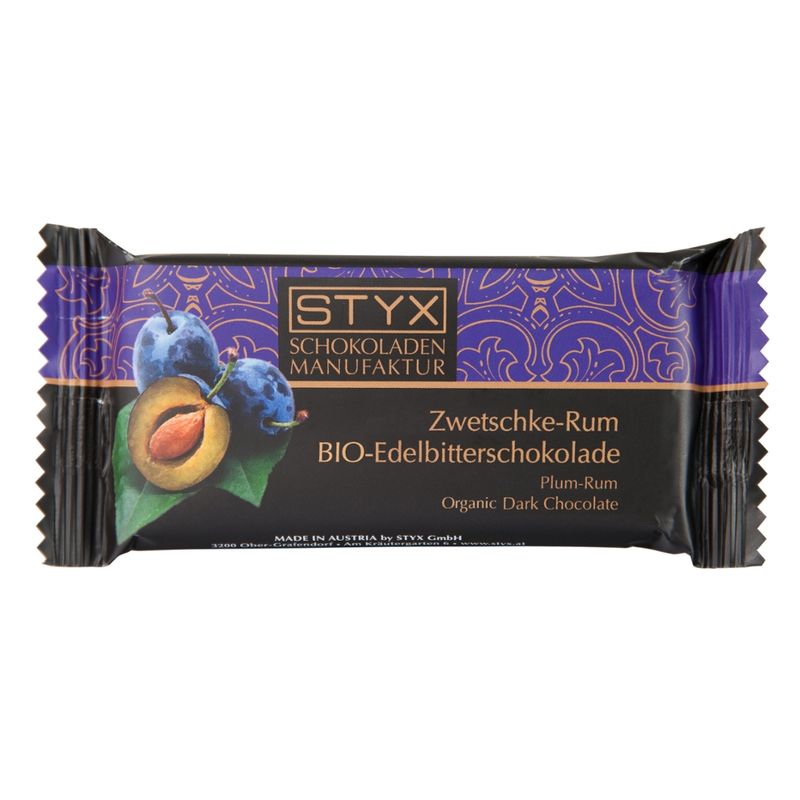 Styx Naturcosmetic BIO-Edelbitterschokolade gefüllt mit 70% Zwetschke-Rum-Ganache 70g - Produktbild