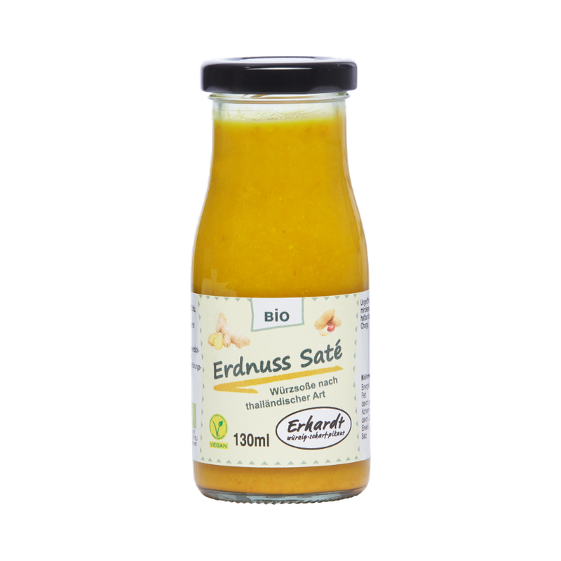 Erhardt würzig • scharf • pikant Erdnuss Saté 130ml - Produktbild