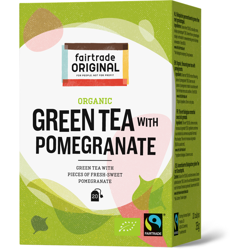 Fairtrade Original Biologischer Green Tea with Pomegranate. Fairtrade. 20 Teebeutel. - Produktbild