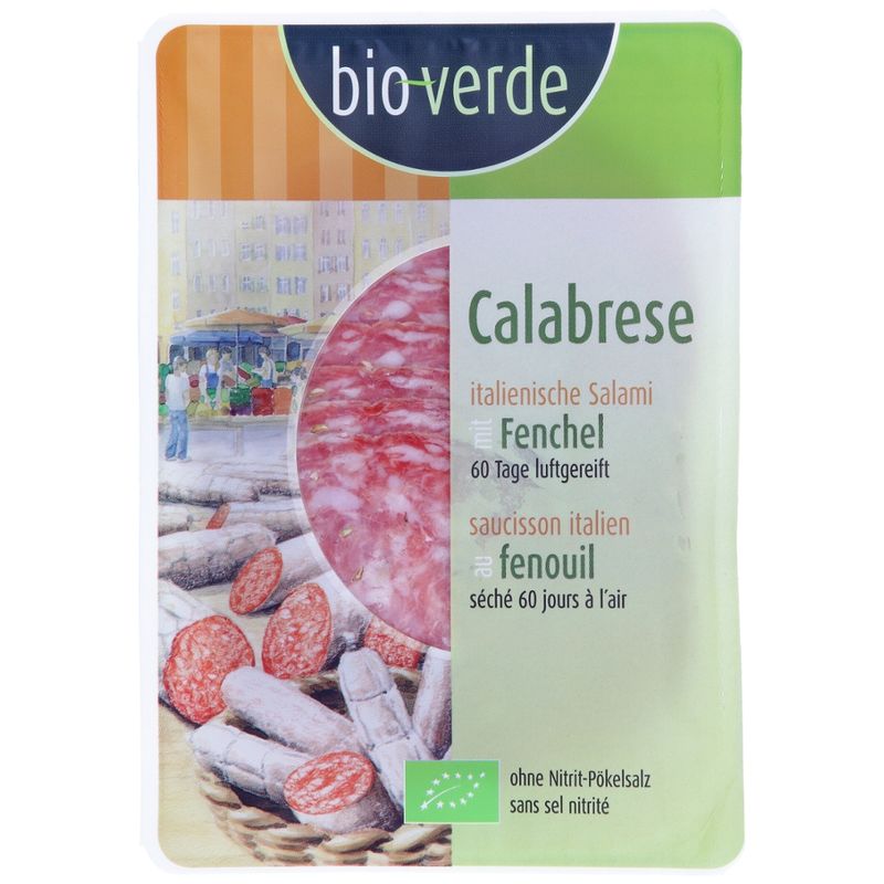 bio-verde Salami Calabrese Aufschnitt aus Italien mit Fenchelsaat verfeinert 80 g - Produktbild