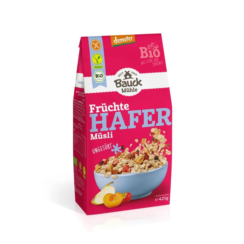 Bauck Mühle Hafer Müsli Früchte glutenfrei Demeter - Produktbild