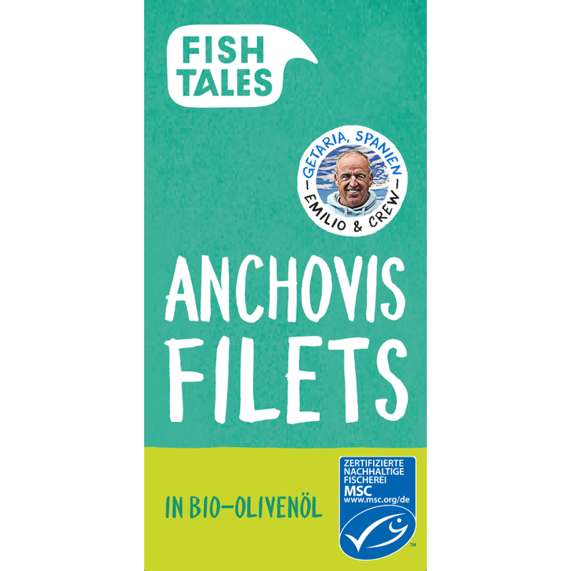 Fish Tales Kantabrische Anchovis Filets in BIO olivenöl MSC - Produktbild