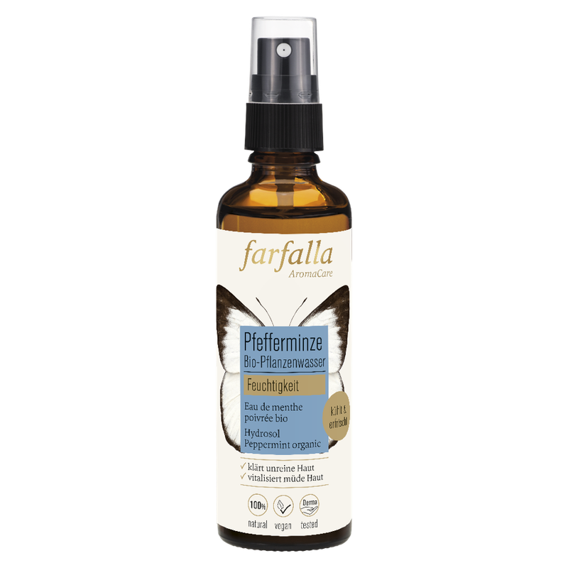 farfalla Pfefferminze, Bio-Pflanzenwasser, 75ml, Feuchtigkeit - Produktbild