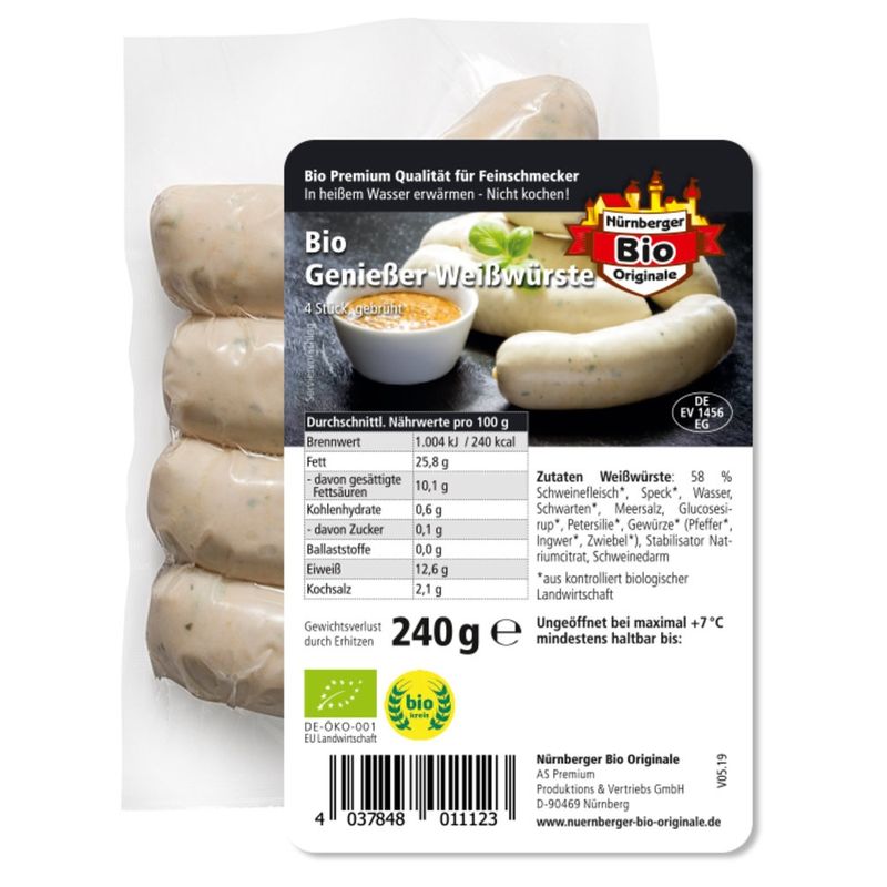 Nürnberger Bio Originale Münchner Bio Weißwürste - Produktbild