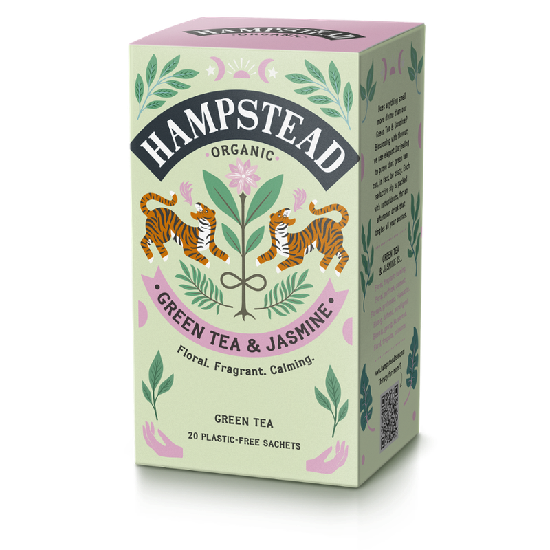 Hampstead Organic  Organic Green  tea & Jamsine bags in plastic free packaging - Produktbild