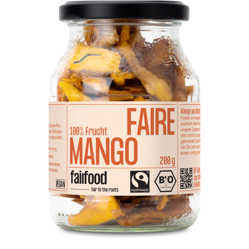 fairfood Freiburg Faire Mango getrocknet (200g, Pfandglas groß, Bio & Fairtrade) - Produktbild