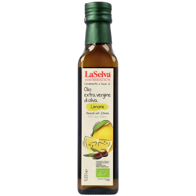 LaSelva Olivenöl mit Zitrone - Zubereitung aus nat.Olivenöl extra und Zitronen - Produktbild