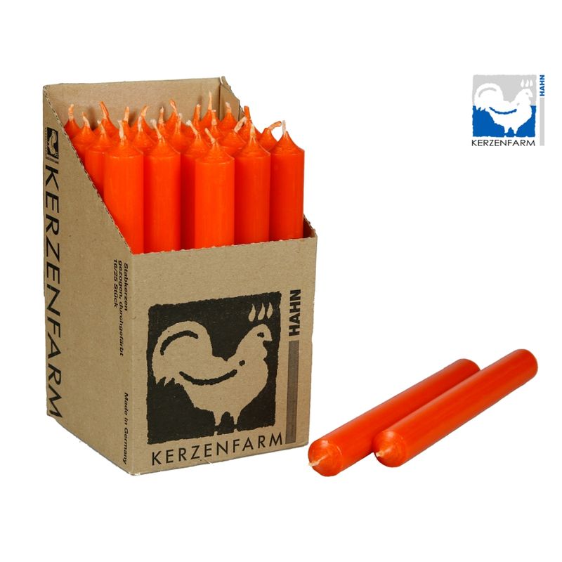 Kerzenfarm Hahn Paraffin Stabkerze, orange, 180x22mm - Produktbild