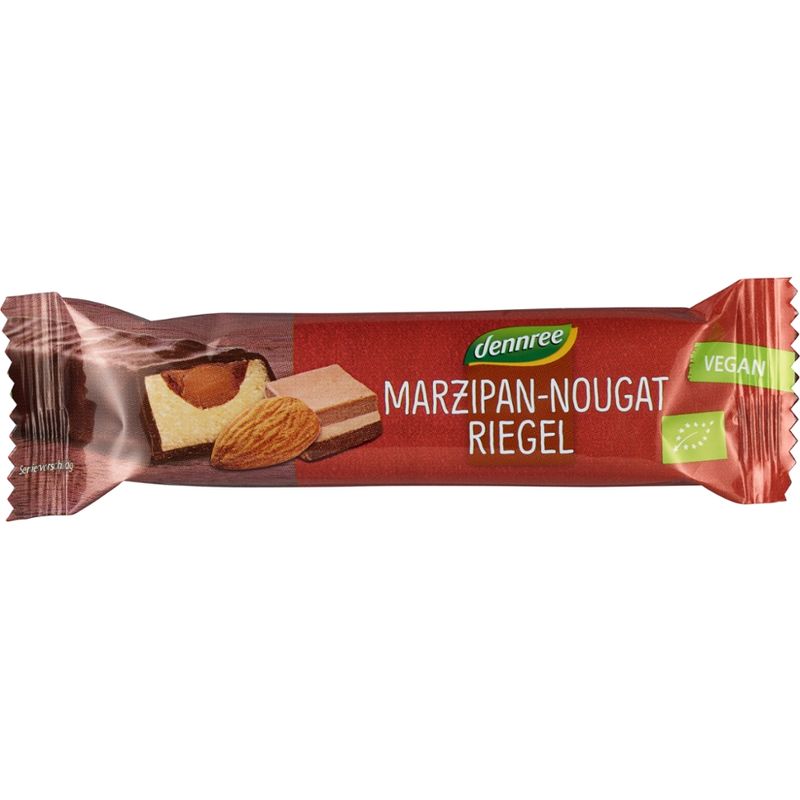 dennree Marzipan-Nougat-Riegel in Zartbitterschokolade - Produktbild