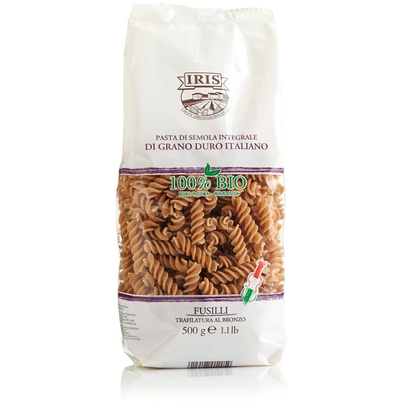 IRIS  Fusilli (Spiralen)  aus oekologischer Vollkorn-Hartweizengriess vom 100% Italienischen IRIS Landwirtschaftlichekette 500 gr. - Produktbild