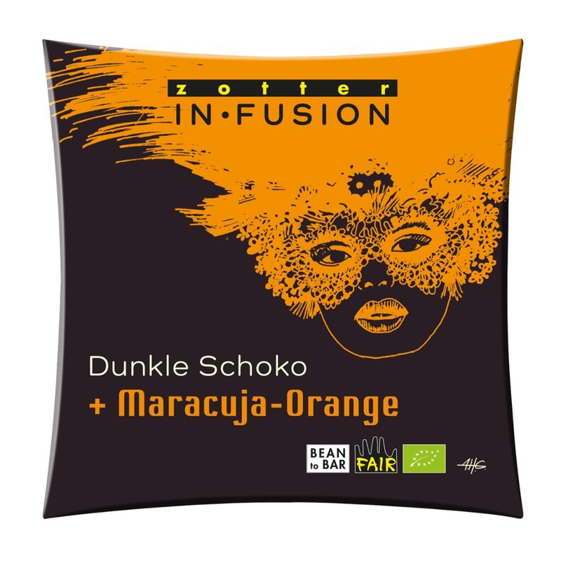 Zotter Schokolade Dunkle Schoko + Maracuja-Orange - Produktbild