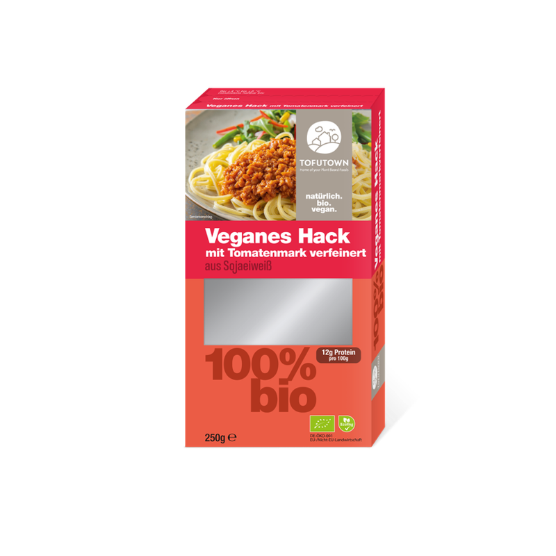 Tofutown Veganes Hack mit Tomatenmark verfeinert aus Sojaeiweiß - Produktbild