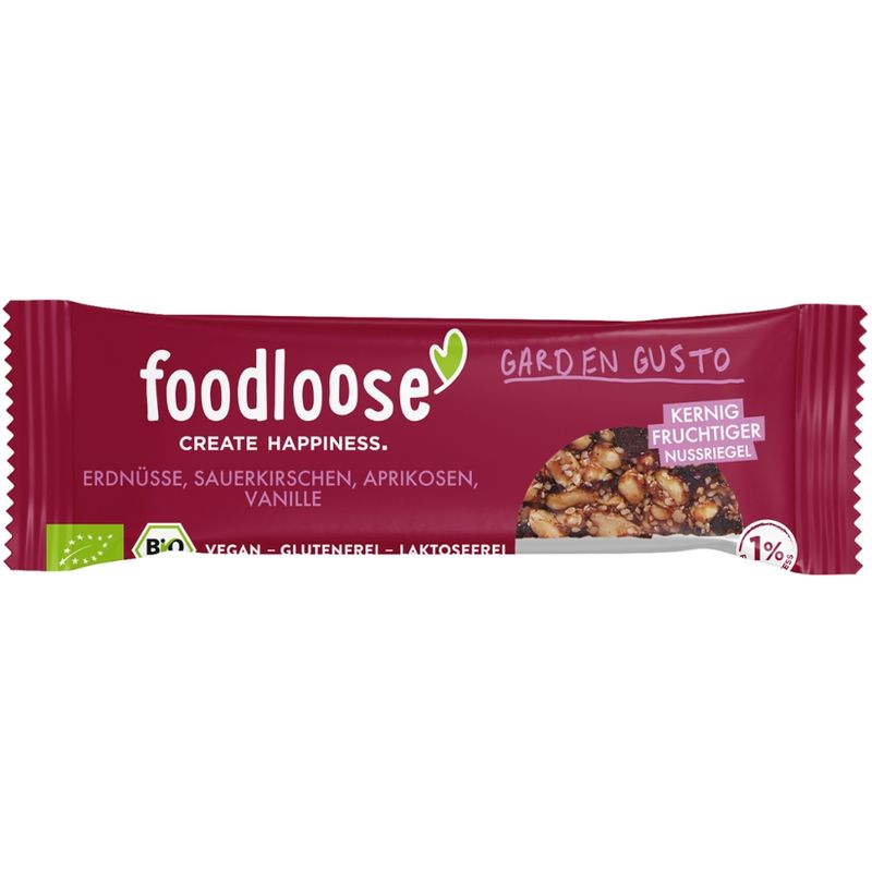 foodloose Bio-Nussriegel Garden Gusto, vegan, glutenfrei, laktosefrei - Produktbild