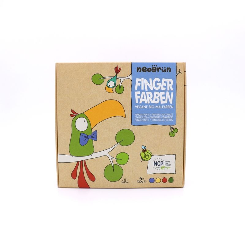 neogrün Bio-Fingerfarbe 4er Set AKI - rot, gelb, grün, blau - Produktbild