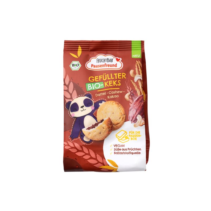 FruchtBar Pausenfreund  FruchtBar Pausenfreund –  Gefüllter Bio-Keks Dattel, Cashew, Kakao - Produktbild