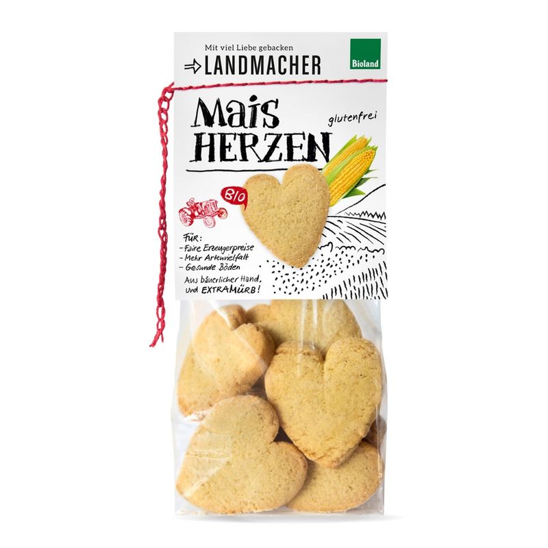 Landmacher Bio-Maisherzen-Kekse-glutenfrei (125g), Bioland - Produktbild