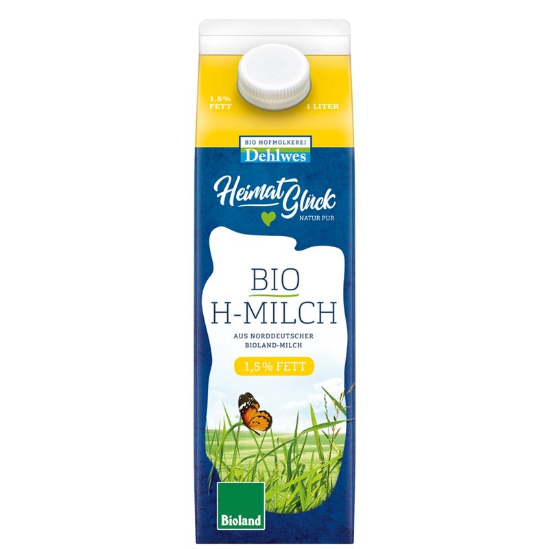 HeimatGlück BIO H-Milch fettarm 1,5% Fett 1l - Produktbild