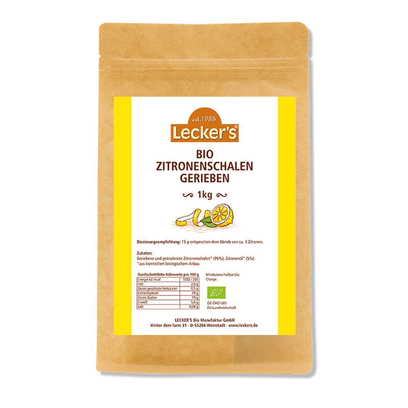 Lecker´s Bio Zitronenschale gerieben und getrocknet 1 kg - Produktbild