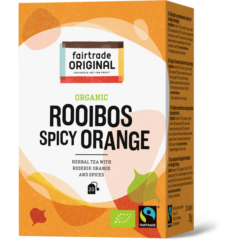 Fairtrade Original Biologischer Rooibos Spicy Orange Tea. Fairtrade. 20 Teebeutel. - Produktbild