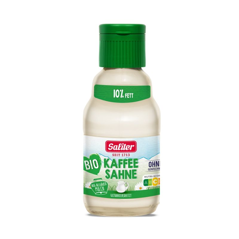 SALITER Bio-Kaffeesahne 10 % Fett 165 g Einweg-Glasflasche - Produktbild