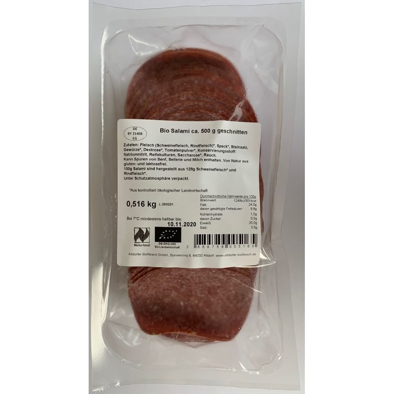 Altdorfer Biofleisch Bio Salami geschnitten ca. 500g - Produktbild