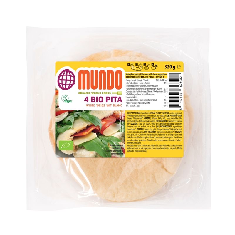 OMundo OMundo Pitabrötchen Weiss Bio 4st - Produktbild