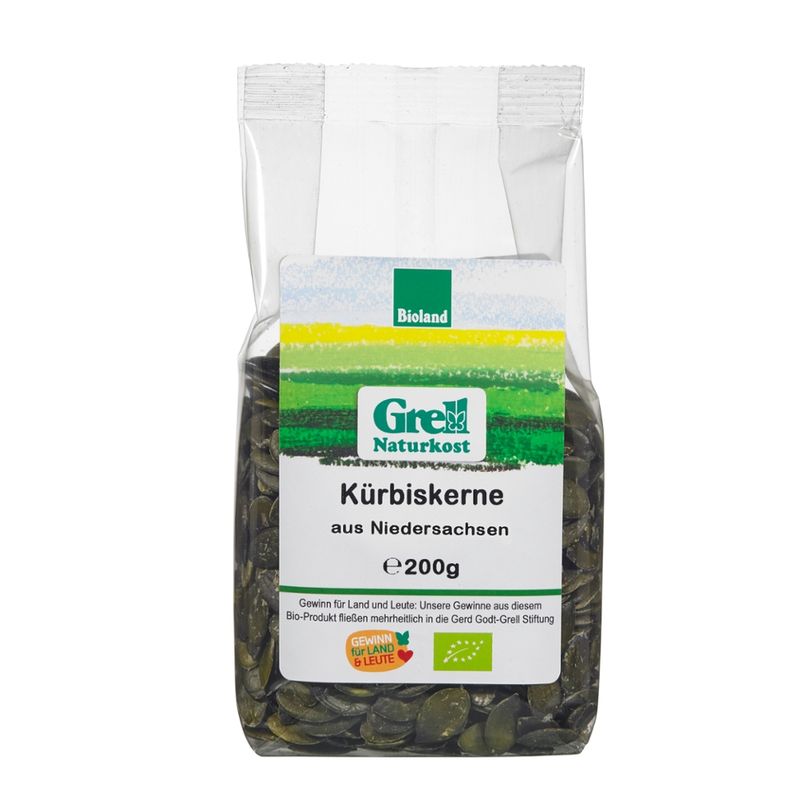 Grell Naturkost Kürbiskerne aus Niedersachsen, Bioland - Produktbild