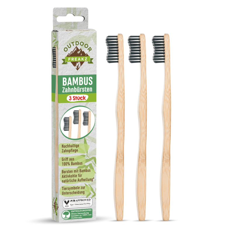 Outdoor Freakz 3er Set Bambus Zahnbürste - Produktbild